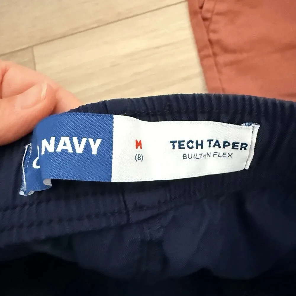 Old Navy Boys 8 Lot of 2 Tech Taper Pants Built-in Flex NWT Navy Elastic Cargo
